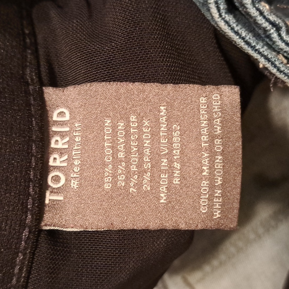 Torrid Dark Blue Distressed Jeans.  Size 24T. - Picture 4 of 9